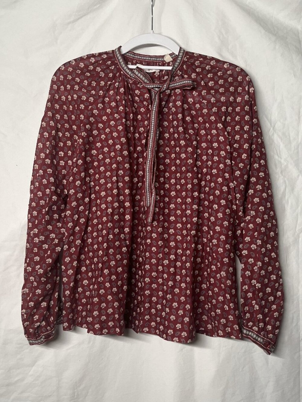 DÔEN Amina Top Rouge Countryside Paisley burgundy bohemian floral print SIZE XXS